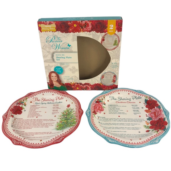 🆕 Pioneer Woman Cheerful Rose Christmas Sharing Plate Set - Picture 7 of 7